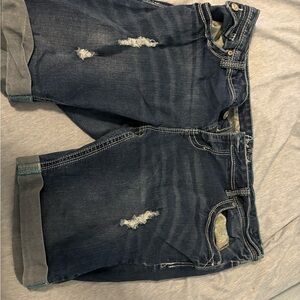 Amethyst Jeans Dark Blue Distressed Women's Jean Shorts